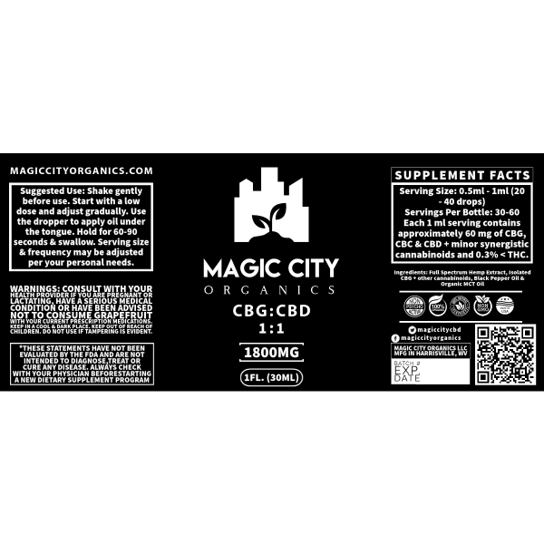 Magic City Organics CBG:CBD 1800MG || 1:1 Blend - Magic City Organics