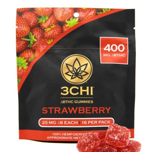 3CHI Delta 8 THC Gummies Strawberry Vegan Not Heat Resistant 25mg 16 count