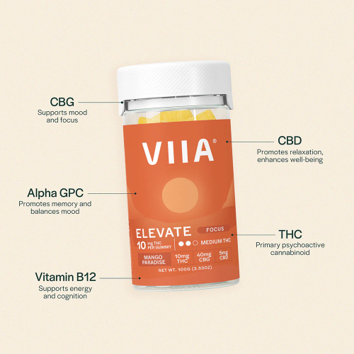 VIIA Hemp Co. || Elevate/Focus D9 THC + CBG Mango Gummy | 10MG