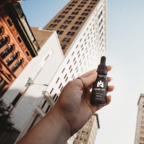 A high-quality bottle of CBD oil from Magic City Organics in Birmingham, Alabama, showcasing their commitment to premium, locally-sourced CBD products.
