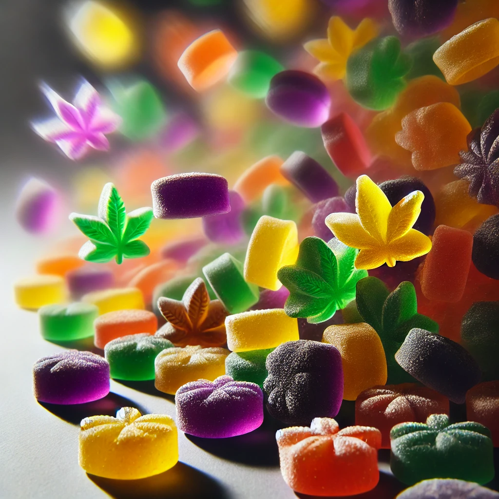 A woman indulging in cannabis-infused edibles, savoring each bite with a contented smile.