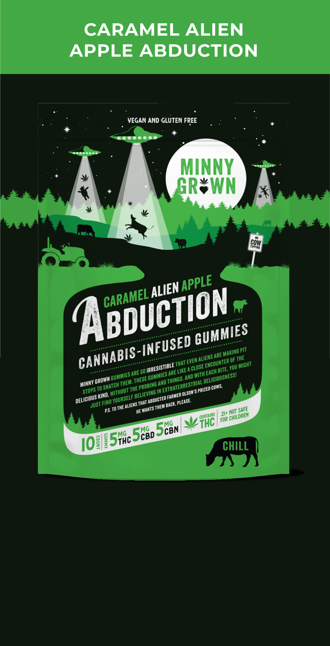 Minny Grown || CBN + CBD + D9 THC Caramel Alien Apple Abduction Gummy - Image 3