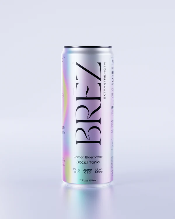 BRĒZ || Lemon Elderflower D9 THC+CBD+Mushroom Infused Beverage | 12oz - Image 9