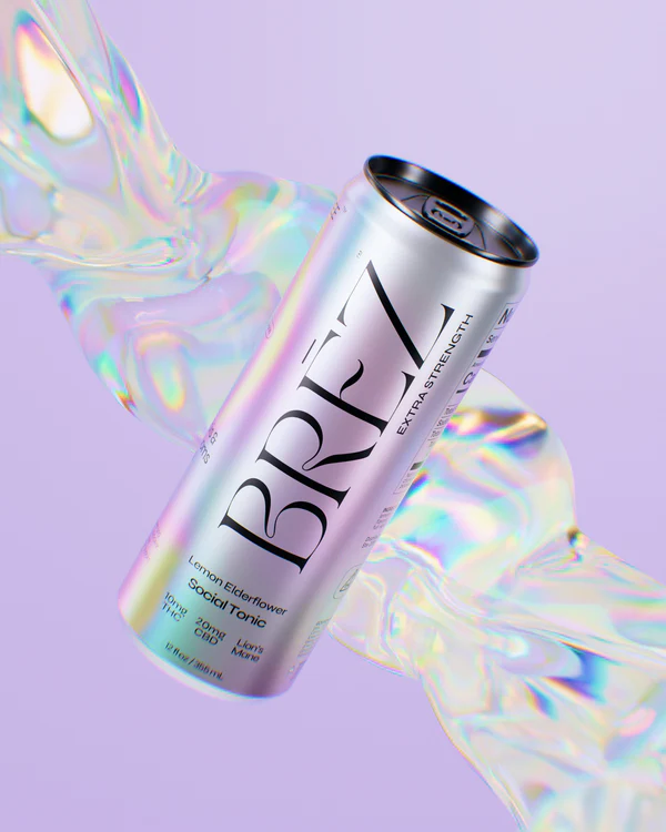 BRĒZ || Lemon Elderflower D9 THC+CBD+Mushroom Infused Beverage | 12oz