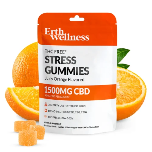 Erth Wellness || Broad Spectrum Stress CBD Juicy Orange Gummies