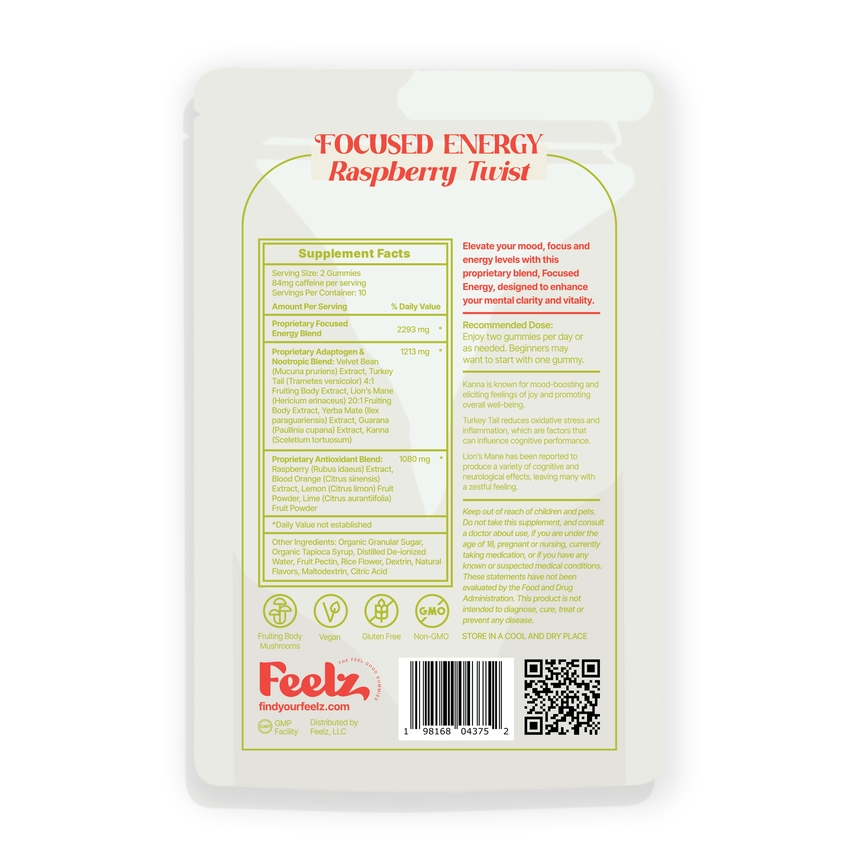 Feelz || Boosting Nootropics & Adaptogens Gummy | Focused Energy | 20CT. - Image 3