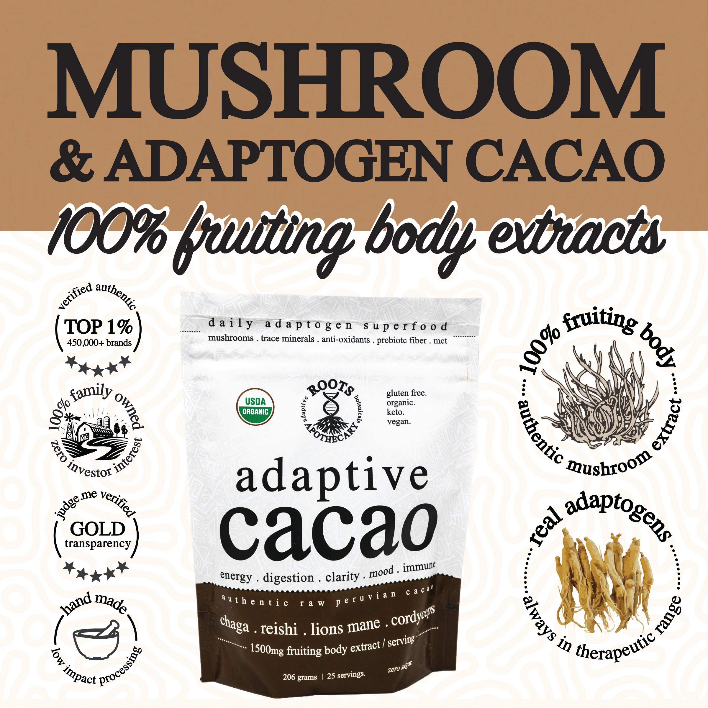 Roots Apothecary || Adaptive Cacao Mushroom + Adaptogen Blend - Image 10