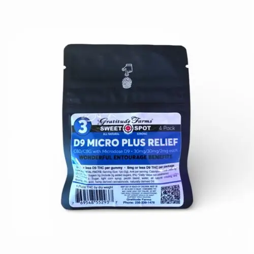 Gratitude Farms || Delta 9 THC + CBG + CBD Micro Plus Relief #3 | 4CT.
