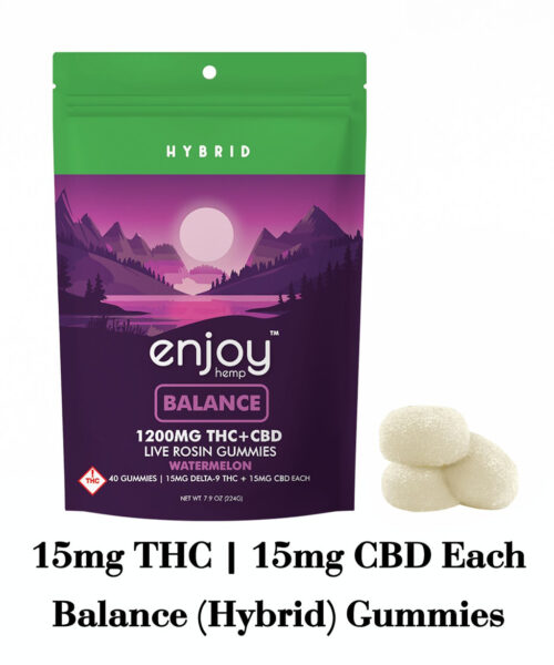 Enjoy Hemp || 1:1 Delta 9 THC + CBD Balance Gummies | Hybrid 1200mg