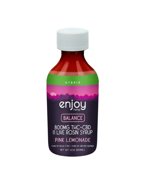 Enjoy Hemp || Balance 1:1 Live Rosin Delta 9 THC + CBD Pink Lemonade Syrup| 800MG