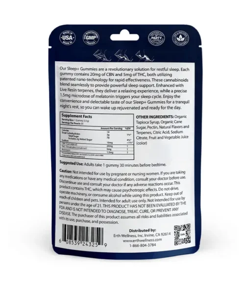 Alternative view of Erth Wellness || Delta 9 THC + CBN Live Resin Sleep Gummy | 5MG