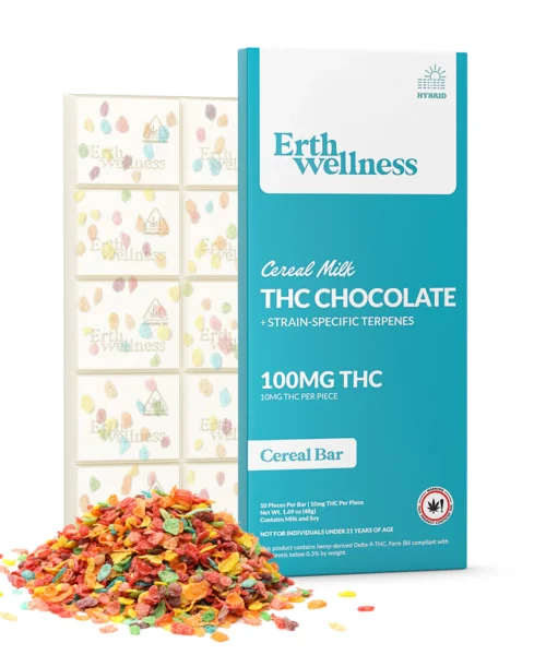 Erth Wellness || Delta 9 THC Chocolate Bar – Cereal Milk (Hybrid) | Cereal Bar Flavor (100 mg)