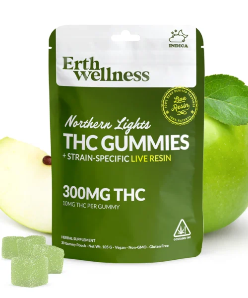 Erth Wellness || Delta 9 THC Gummies – Northern Lights (Indica) | Live Resin (300mg)