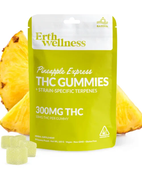 Erth Wellness || Delta 9 THC Gummies – Pineapple Express (Sativa) | Live Resin (300mg)