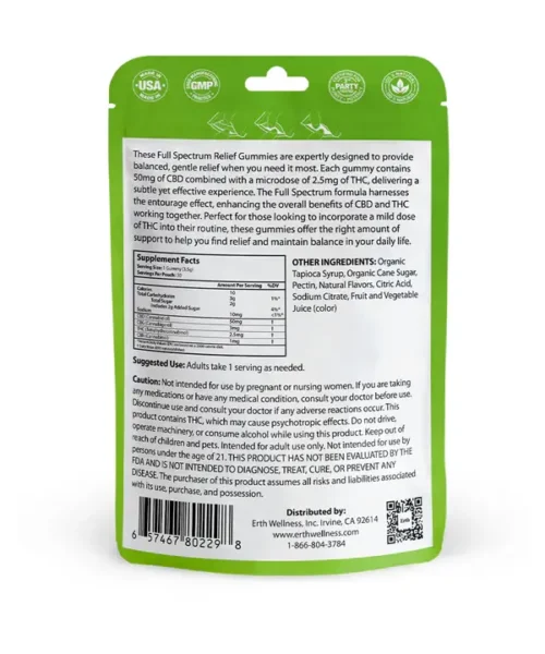 Alternative view of Erth Wellness || Full Spectrum Relief CBD Strawberry Kiwi Gummies