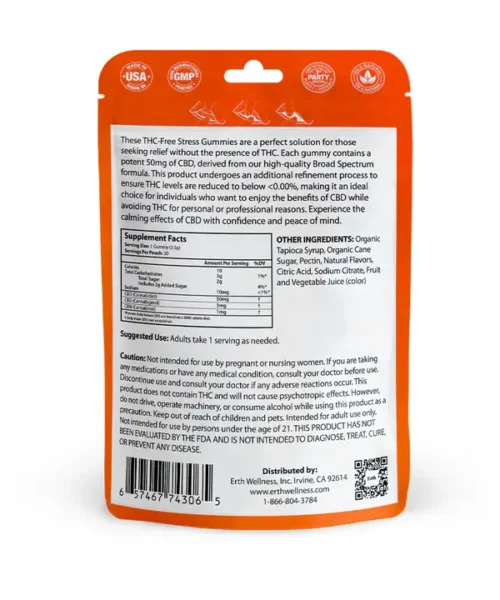 Alternative view of Erth Wellness || Broad Spectrum Stress CBD Juicy Orange Gummies