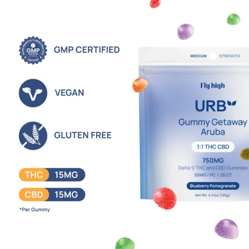 Alternative view of URB || Delta 9 THC + CBD 1:1 Gummy Getaway Aruba | Tropical Lush 25CT