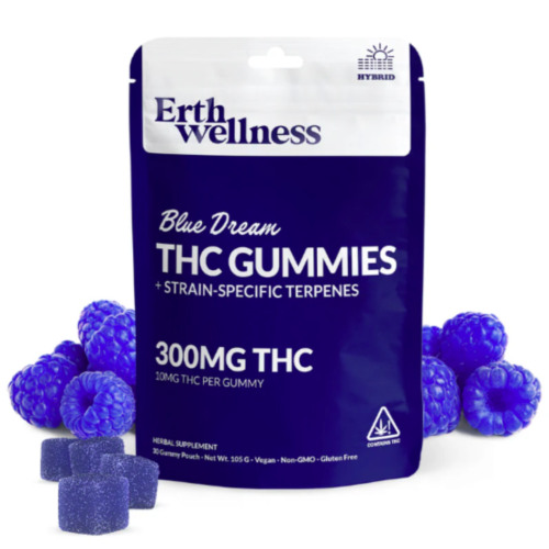 Erth Wellness || Delta 9 THC Gummies – Blue Dream (Hybrid) | Live Resin (300mg)